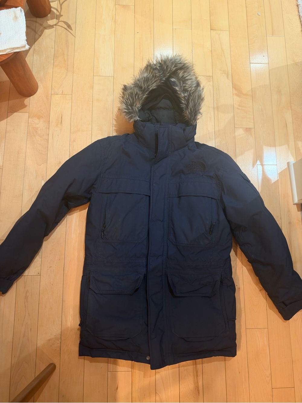 The North Face Men's McMurdo Navy Parka Jacket with Faux-Fur Hood